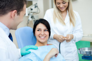 female patient in dental office