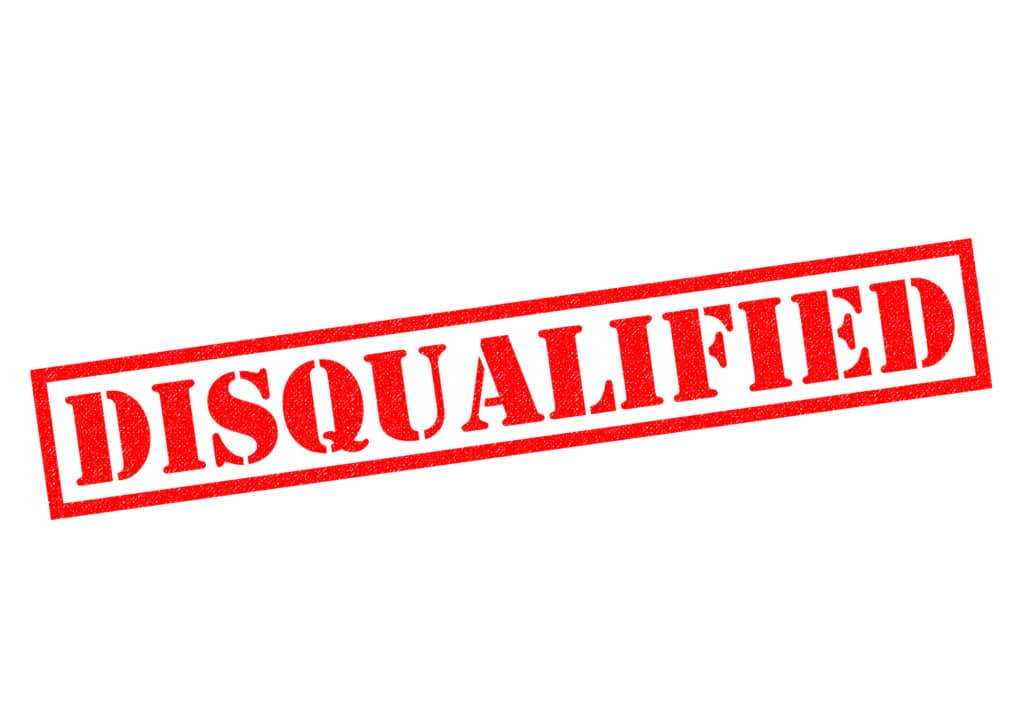 "disqualified" in big red letters